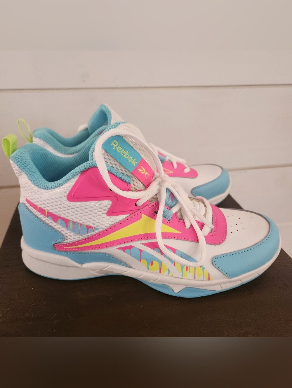 Youth Reebok Sneakers in White, Pink, Yellow & Blue